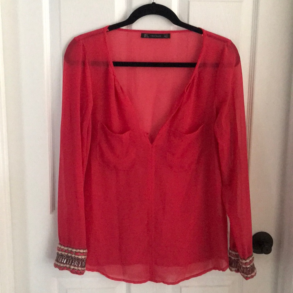 Coral Sheer Top from Zara
